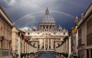 View of the Vatican under a rainbow